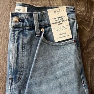 Madewell Light Blue Relaxed Wide-Leg Crop Jeans